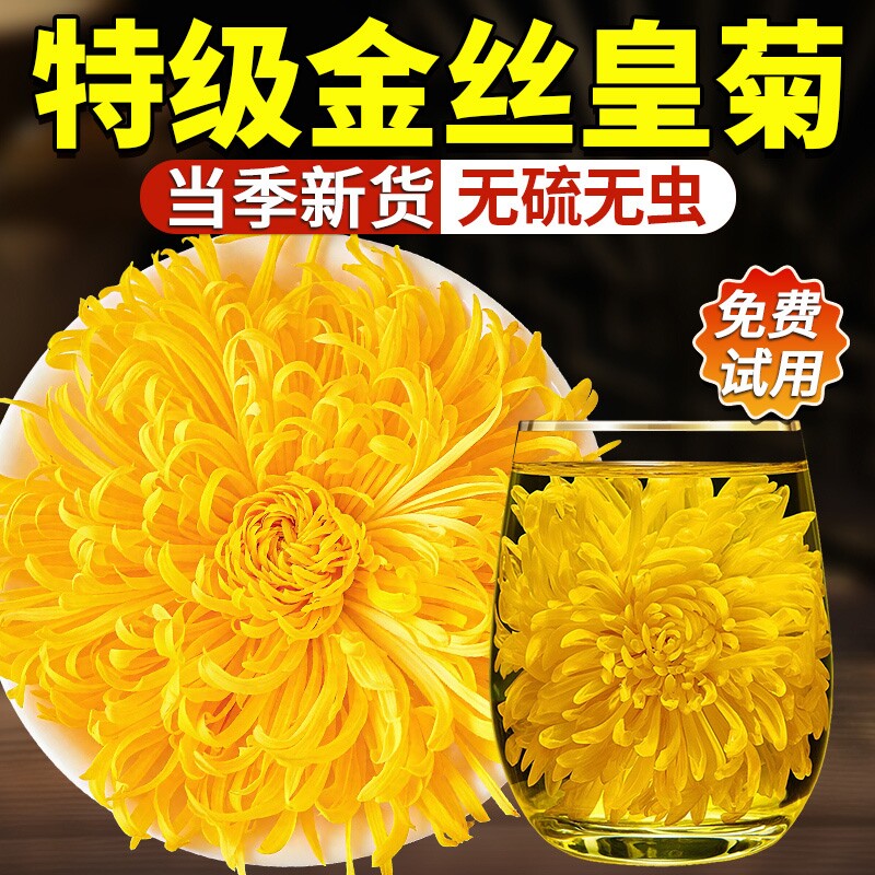金丝皇菊特级大菊花正品菊花茶去火清热排毒大朵官方旗舰店泡水喝