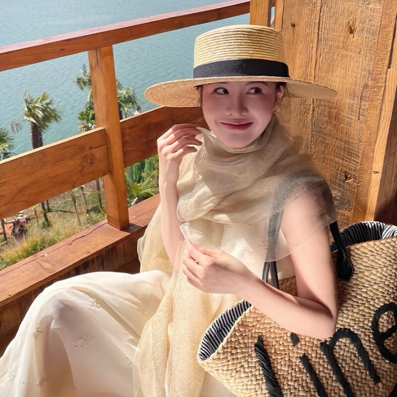 夏款轻薄透气长条丝巾系脖女士桑蚕丝羊毛真丝围巾空调房披肩脖饰