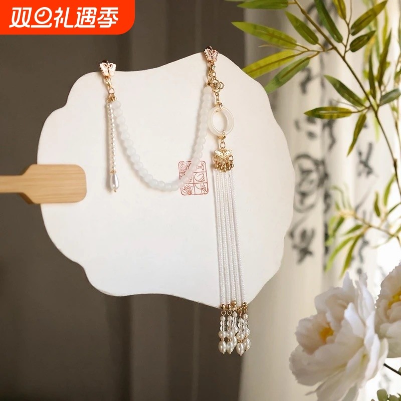 中国风旗袍压襟淡雅古典中式流苏吊坠气质民族风胸针挂件配饰品女