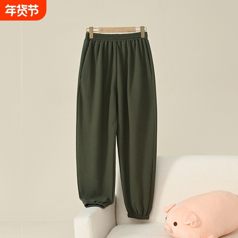 睡裤女长裤春夏季纯棉休闲可外穿加大码宽松薄款家居裤单裤女短裤