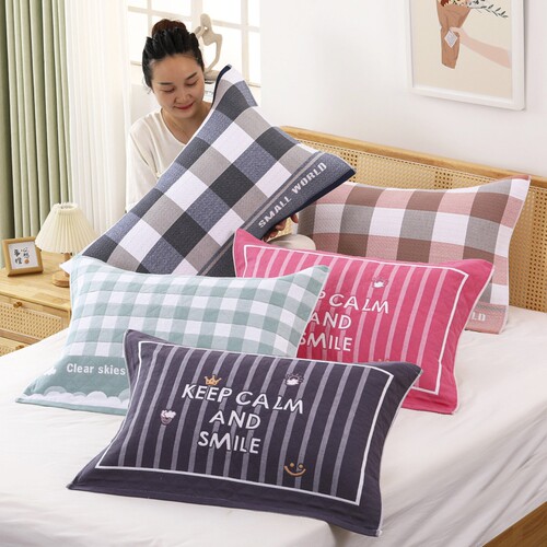 棉枕巾枕头巾一对装纱布加大加厚四季学生男成人情侣盖巾吸汗枕套