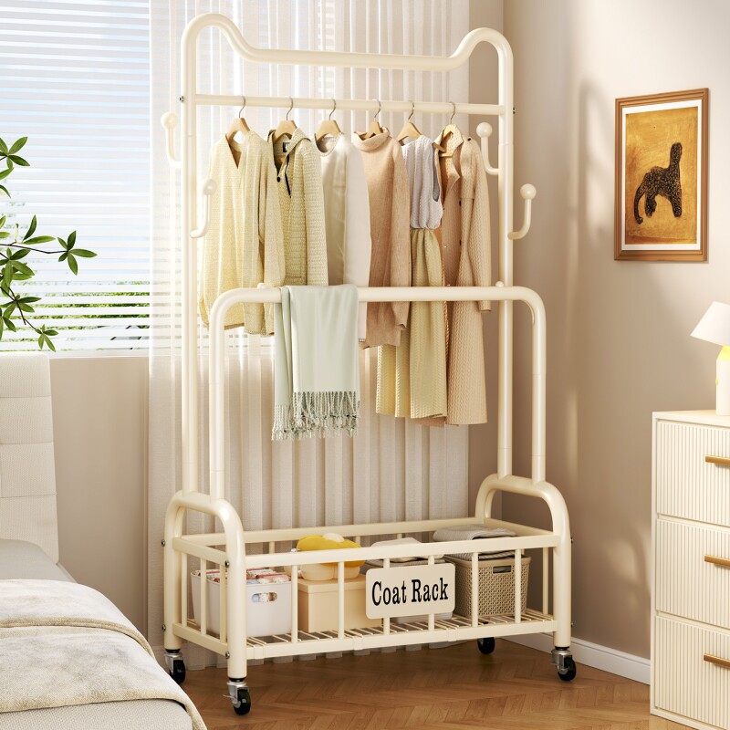 简易衣帽架卧室落地可移动高级挂衣架阳台晾衣架室内衣服置物架子