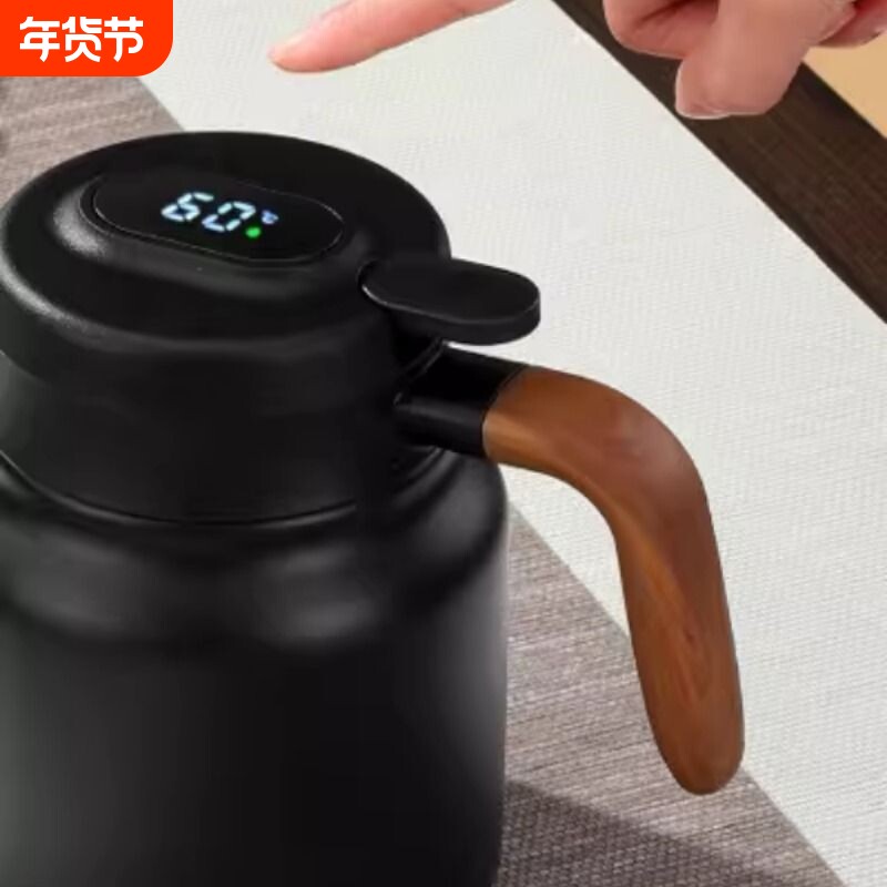 316不锈钢焖茶壶木手柄保温壶茶水分离泡茶壶大容量热水壶长效