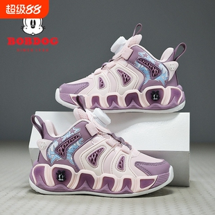 巴布豆公主女童运动鞋子防水皮面2025春秋新款软底防滑男童跑步鞋