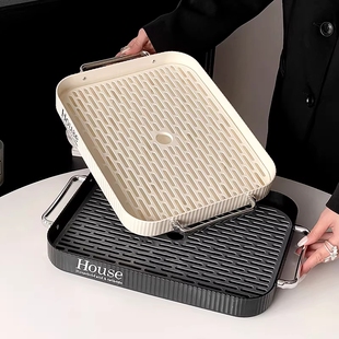 轻奢茶盘家用客厅玻璃杯沥水盘茶杯水杯沥水托盘置物收纳盘水果盘