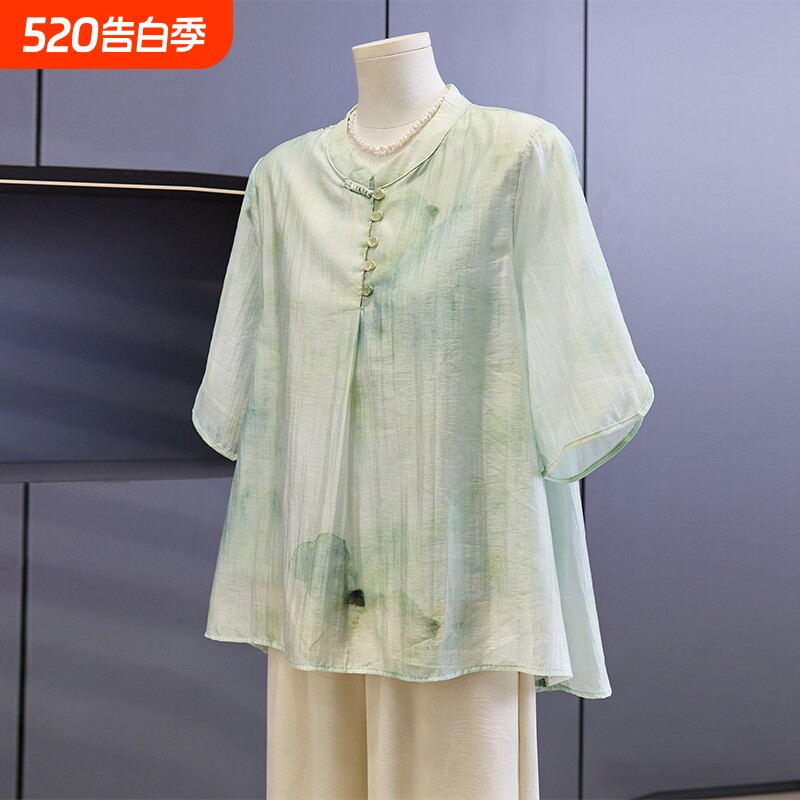 母亲节礼物妈妈棉麻小衫中年女装2026新款T恤中老年夏季短袖上衣