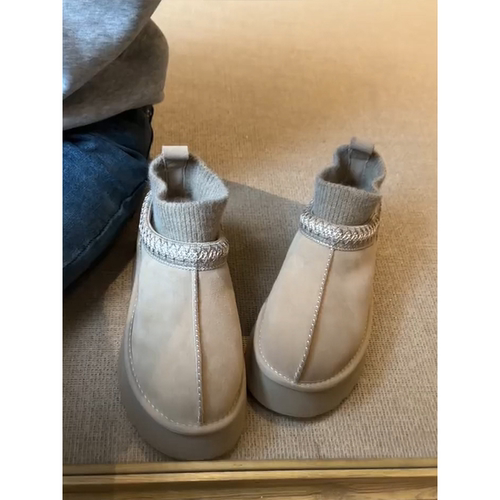 牛皮版！雪地靴女款休闲时尚民族风加绒保暖厚底勃肯棉鞋冬季手工