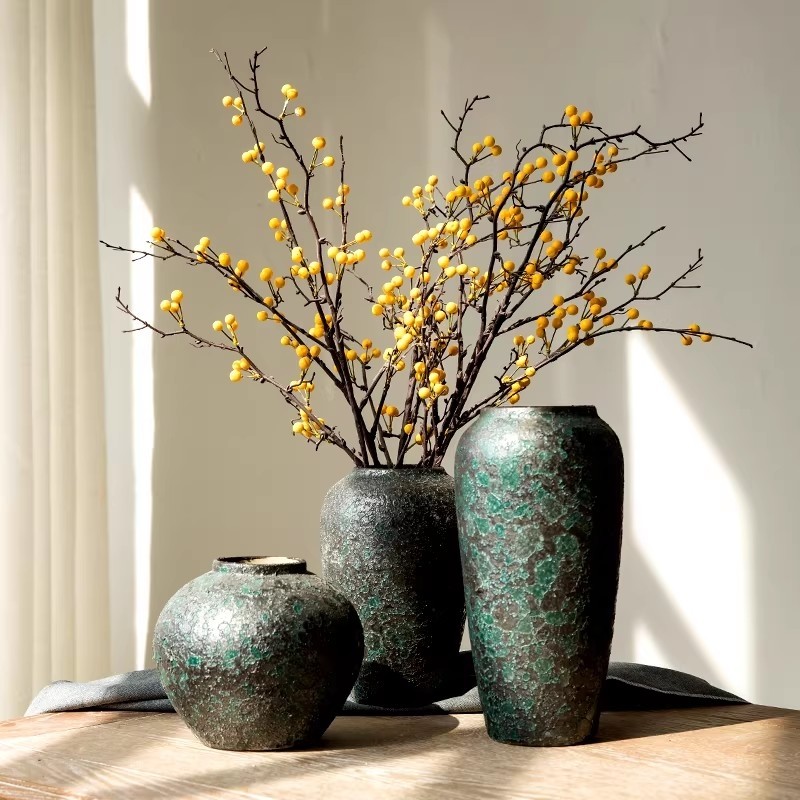 景德镇瓷器干花插花陶罐新中式陶瓷花瓶卧室客厅家用餐桌复古摆件