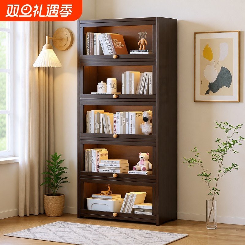 实木书架书柜靠墙柜子储物柜家用书厨家具组合办公室收纳置物客厅