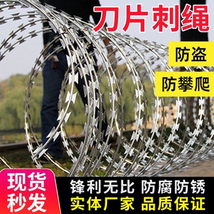 刀片刺绳不锈钢滚笼刀片防护网刺网带刺铁丝防盗防爬刺围墙防爬网