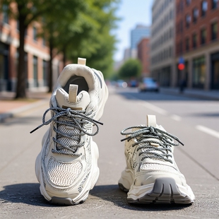 男鞋运动鞋夏季透气2025新款增高老爹潮鞋青少年厚底休闲百搭网面