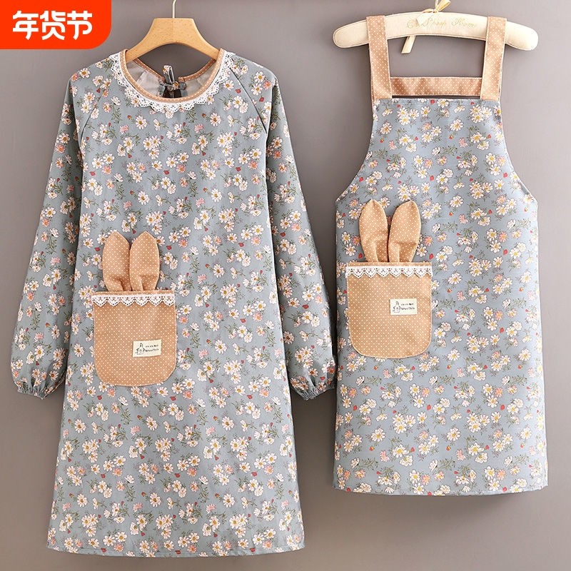 帆布款防尘干活工作服围腰罩衣家用厨房做饭菜防油长袖围裙带袖,家庭/个人清洁工具,围裙,淘宝优惠券,粉丝福利购,淘宝优惠卷