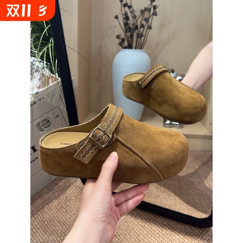 内增高勃肯半拖鞋懒人一脚蹬2025新款厚底包头拖鞋外穿勃肯鞋女鞋