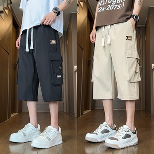工装短裤男生夏季潮流男士宽松休闲七分裤百搭青少年运动中裤薄款