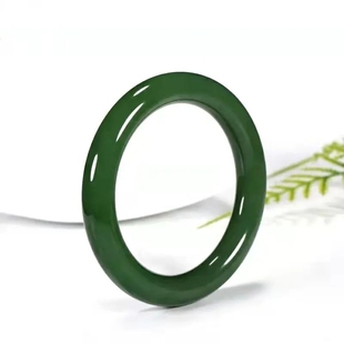 2026新款和田玉碧玉手镯细圆条宽版满绿菠菜绿少女款首饰旺夫镯子