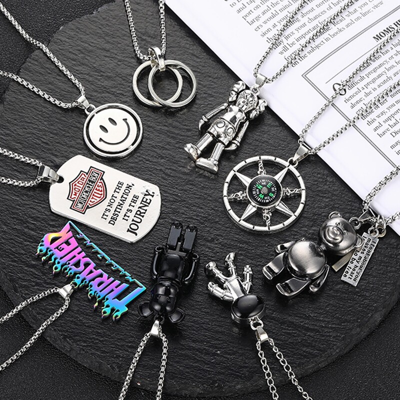 男士项链吊坠ins嘻哈毛衣链子挂件卫衣链女配饰装饰十字架新款