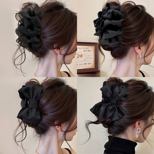 黑色缎面蝴蝶结发夹|超1万次加购
