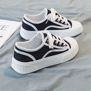 帆布鞋子女鞋2025新款百搭春秋款运动休闲厚底透气板鞋小众运动鞋