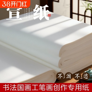 半生半熟宣纸书法专用纸作品纸毛边纸初学者专用练字生宣熟宣加厚毛笔字练习纸对开三尺整张半生熟纸张六尺