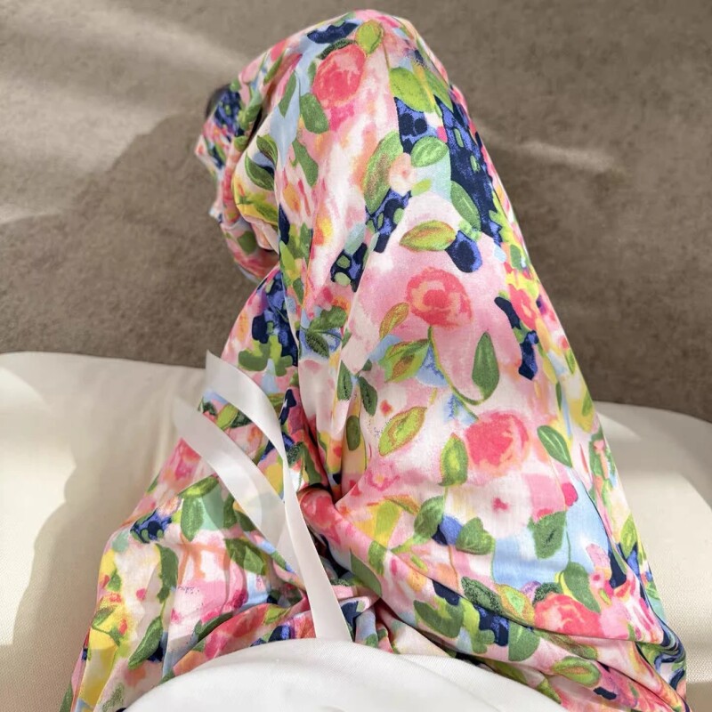 人棉绸睡裤阔腿裤夏季薄款碎花九分裤子女士2026长裤家居休闲印花