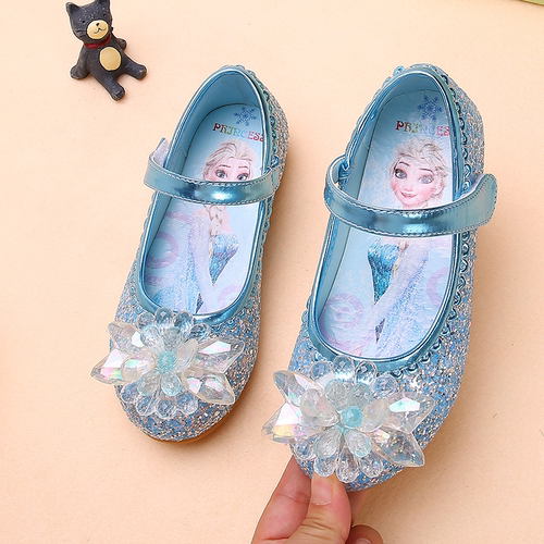 儿童水晶公主鞋女童单鞋软底宝宝小皮鞋亮片防滑演出鞋公主风圆头