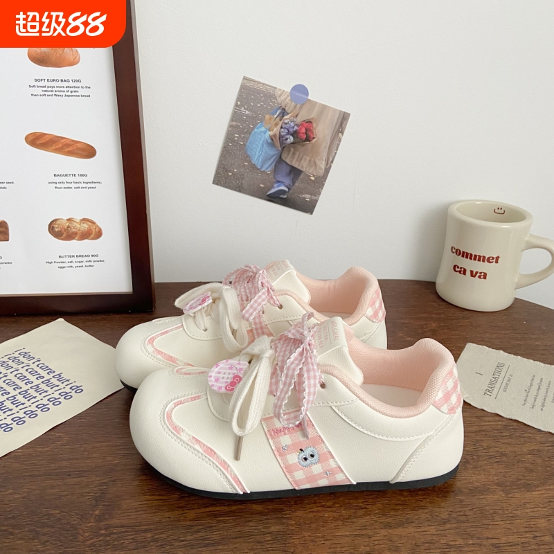 粉色泡芙板鞋女丑萌2025夏季新款chic小众设计学生运动小白鞋圆头
