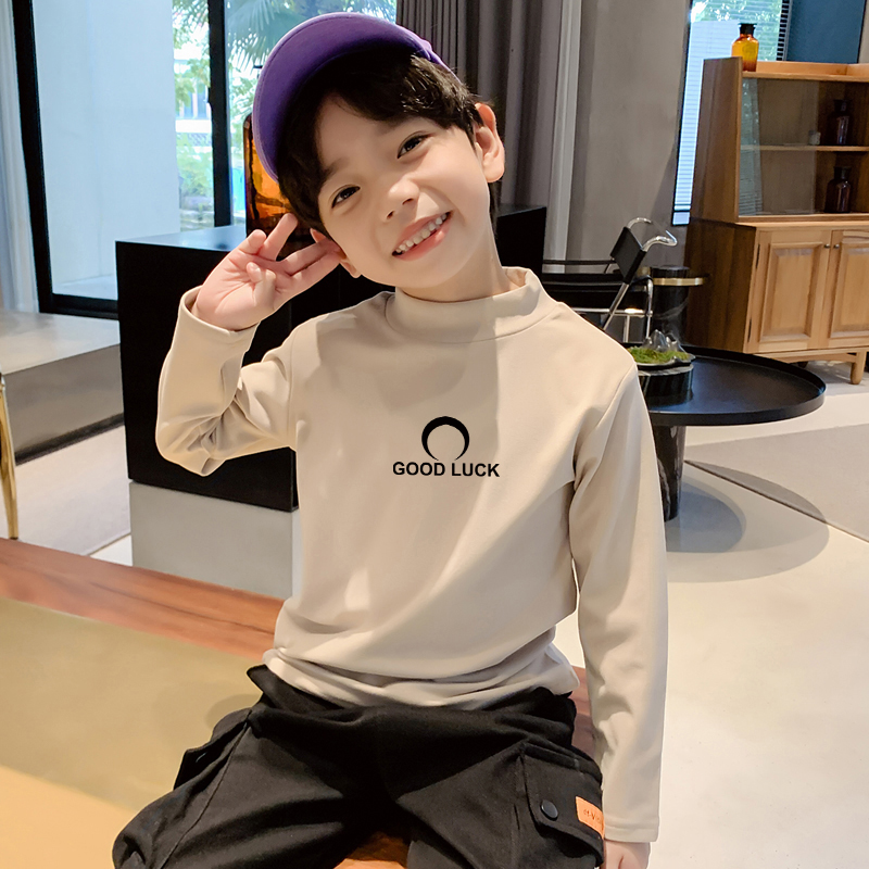 男童德绒秋冬款打底衫中大童长袖T恤半高领保暖儿童时尚百搭上衣