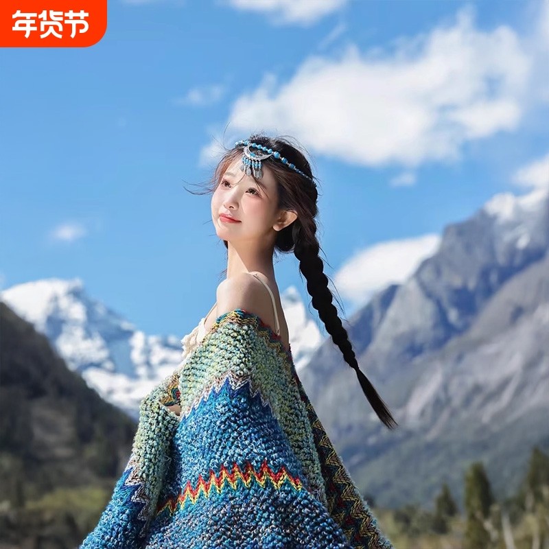 25年新款披肩民族风夏季旅游穿搭新疆西藏斗篷披风外搭围巾女红色,服饰配件/皮带/帽子/围巾,围巾/丝巾/披肩,淘宝优惠券,粉丝福利购,淘宝优惠卷