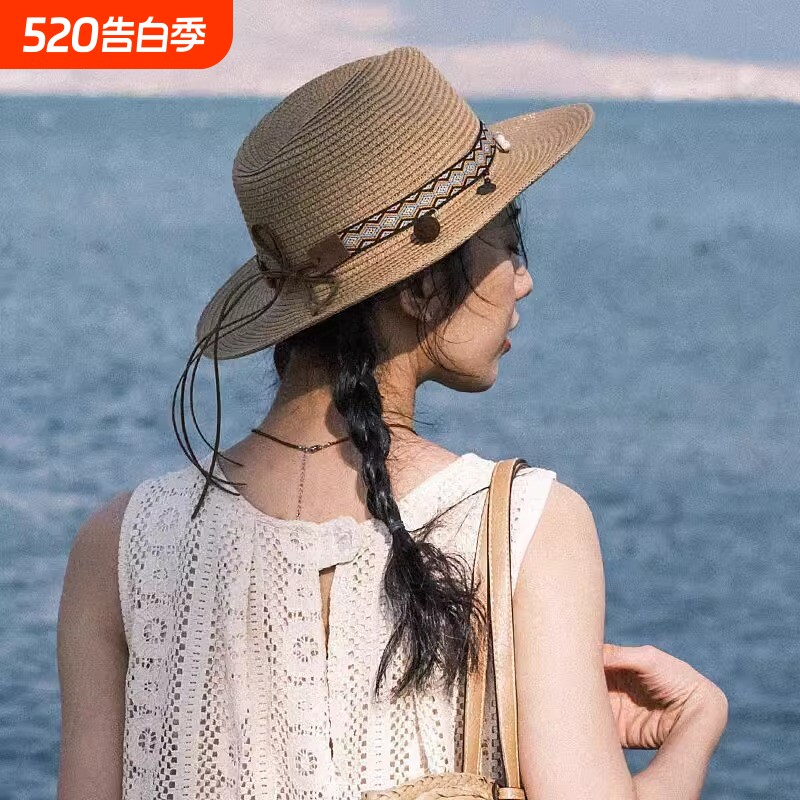 云南民族风帽子度假草帽沙滩草原旅游复古牛仔帽女宽帽檐大檐旅行