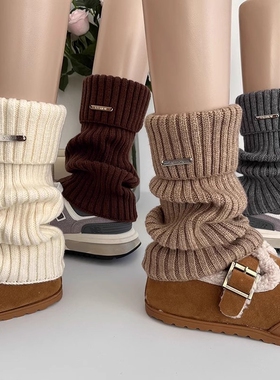 针织堆堆袜套秋冬小腿袜子女秋冬季中筒袜Lolita白色黑色复古百搭