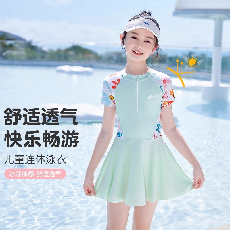 联名回力儿童泳衣女童连体衣新款
