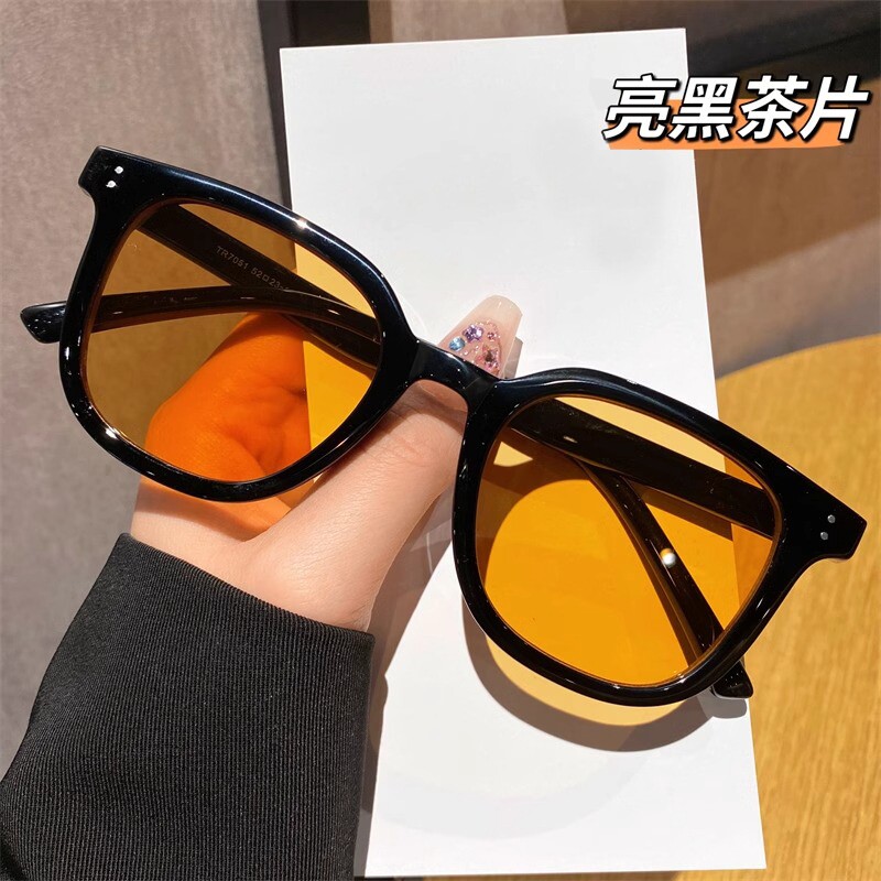 gm防紫外线墨镜女2024新款茶色太阳镜眼镜男近视度数圆脸偏光黑