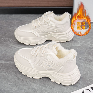 皮面保暖回力运动鞋 踩屎感厚底老爹鞋 加绒二棉鞋 冬季 子女2025新款