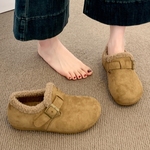 加绒勃肯鞋女2025新款秋冬季豆豆乐福鞋子毛毛棉鞋保暖低帮雪地靴