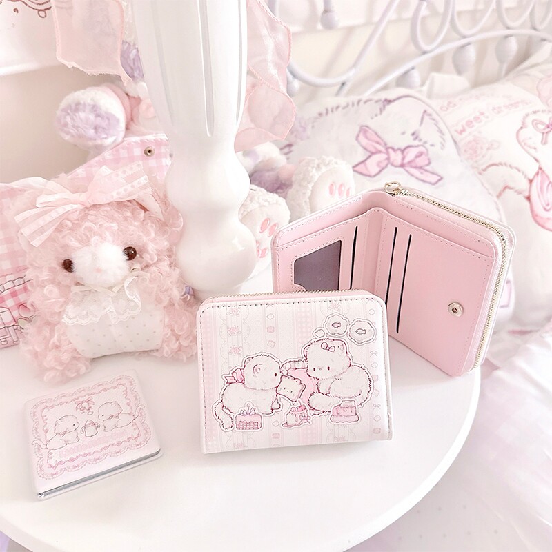 新款猫咪钱包少女心卡包可爱便携小巧大容量多卡位收纳三折零钱包