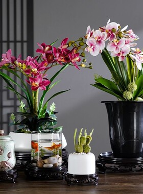 花盆摆件方圆形塑料底座多肉兰花瓶托盘茶壶奇石鱼缸花盆底坐防水