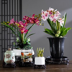 花盆摆件方圆形塑料底座茶壶多肉兰花瓶托盘奇石鱼缸花盆底坐防水