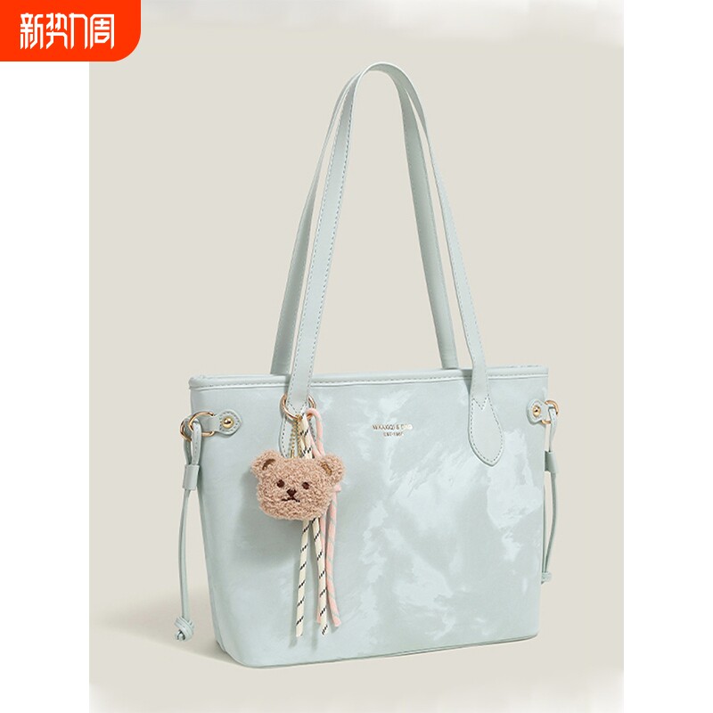 伊布古奇时尚百搭通勤包包女2025秋冬季新款大容量托特包编织蓝色