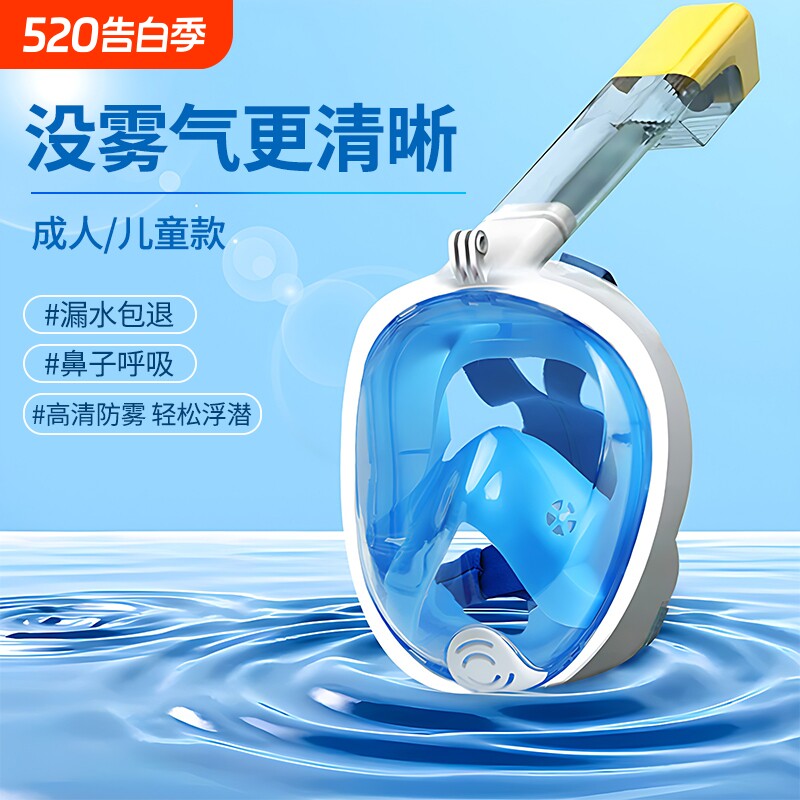 浮潜三宝潜水面罩儿童成人游泳装备防雾面镜全干式呼吸器浮潜面罩