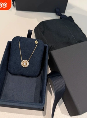 高版本香槟金色满钻八芒星罗盘项链耳钉精致送女友七夕情人节礼物