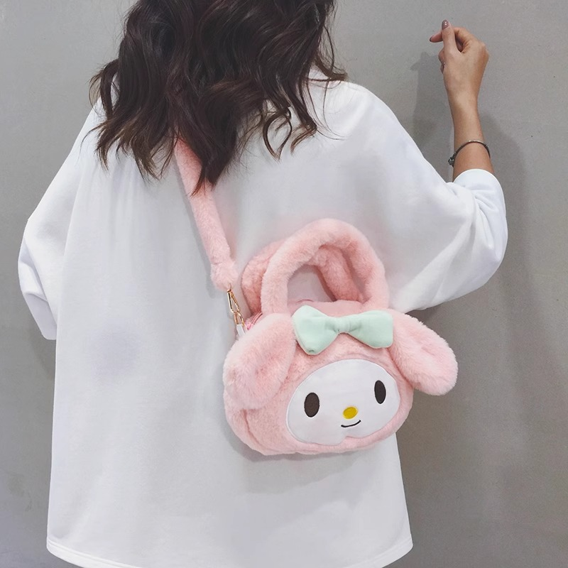 美乐蒂可爱毛绒小包女2025冬新款女孩生日礼物儿童卡通手提斜挎包