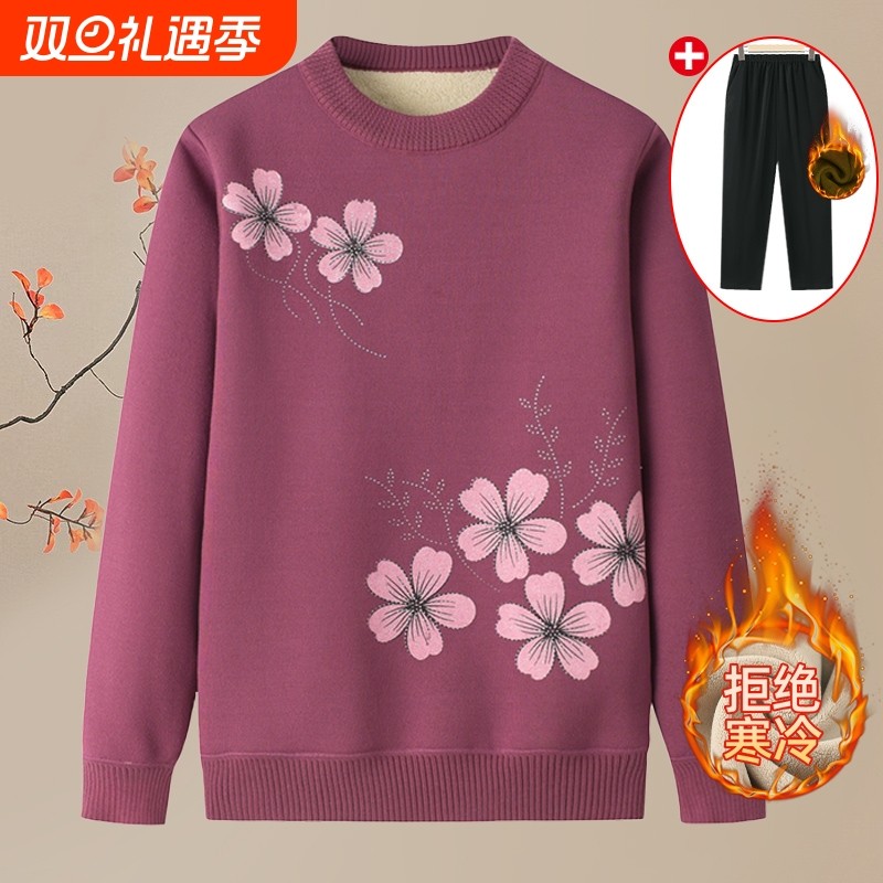 中老年人妈妈装套头衫秋冬