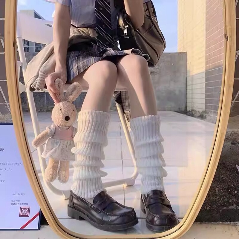 JK袜套袜子女秋冬季日系少女中筒袜堆堆袜加厚保暖腿套针织小腿袜