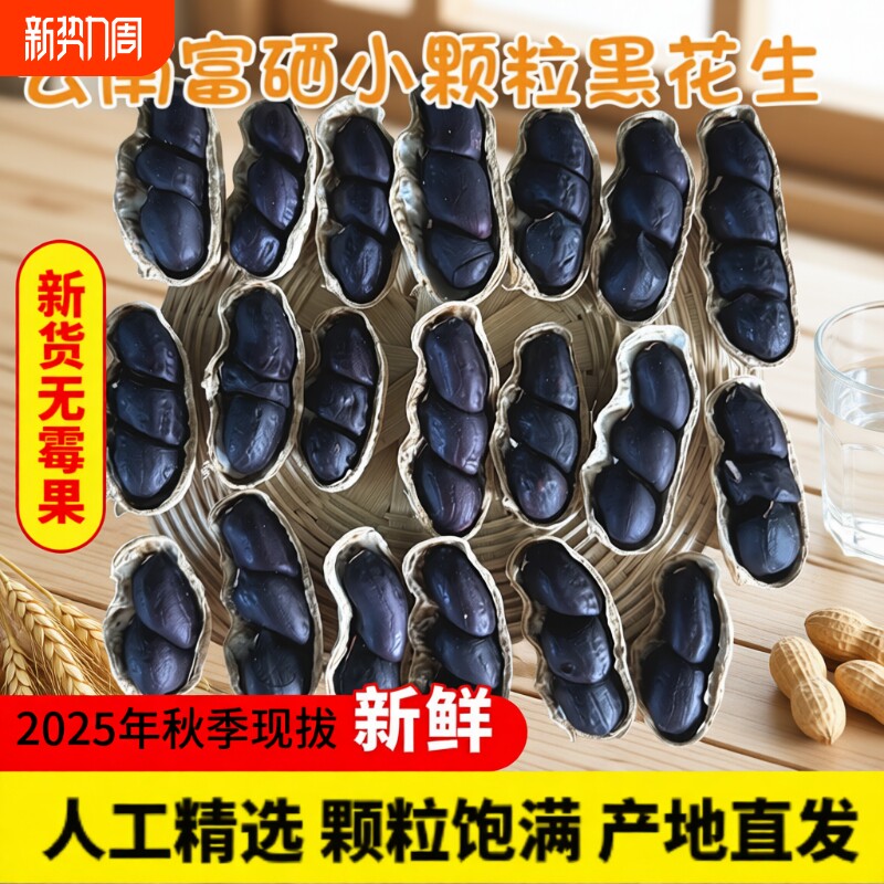 2025年云南富硒黑花生特产带壳黑皮花生米花生原味新鲜新货年货