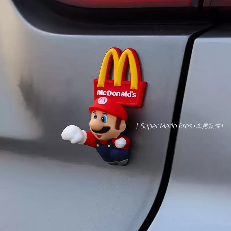 马里奥车尾挂件后备箱尾部公仔玩偶油箱车外装饰品车顶卡通通用款