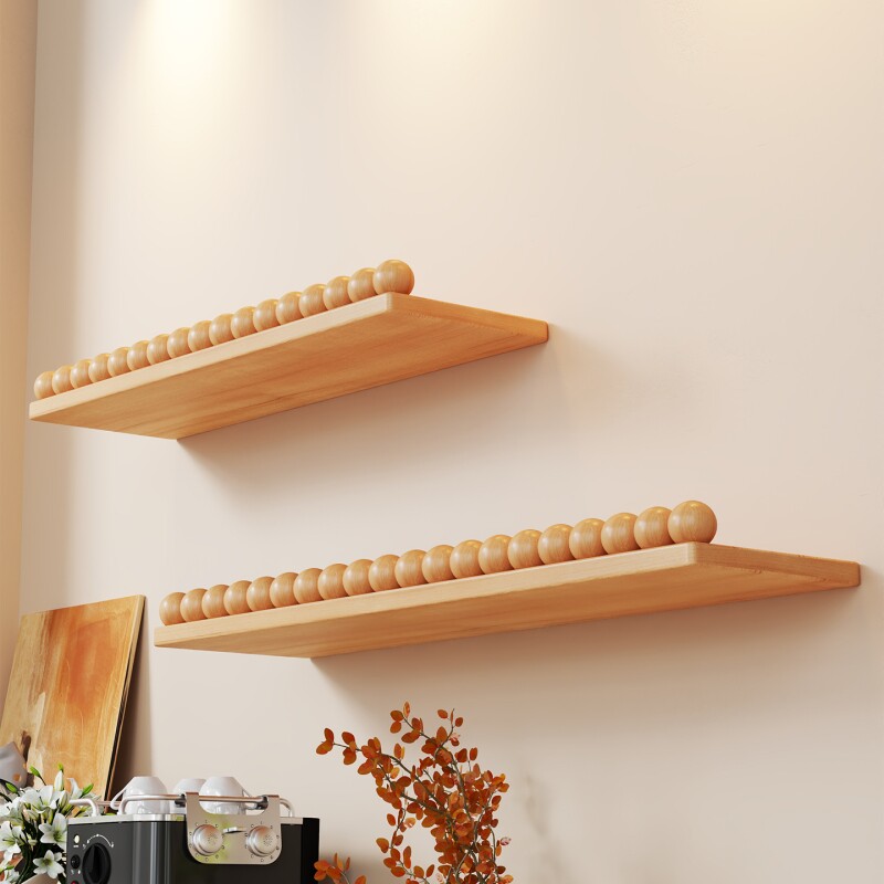 实木墙上置物架客厅墙壁搁板卧室床头一字隔板墙面书架展示陈列架