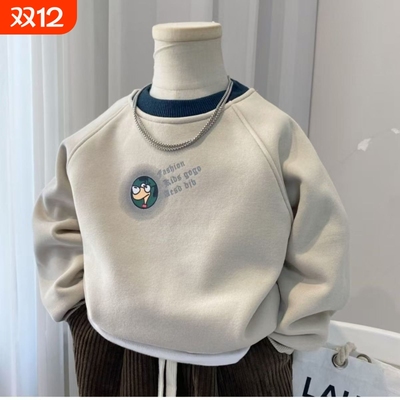 儿童纯棉加绒圆领卫衣秋冬新款