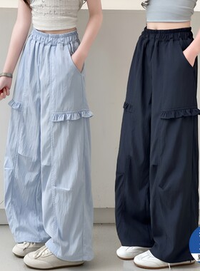 2026超火女童裤子儿童轻薄夏裤女大童防蚊裤夏装速干工装裤初中生