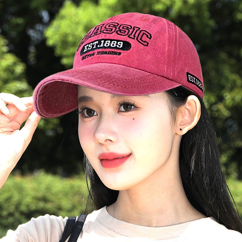 水洗棉棒球帽女2026新款复古鸭舌帽男显脸小学生帽子防晒大帽檐