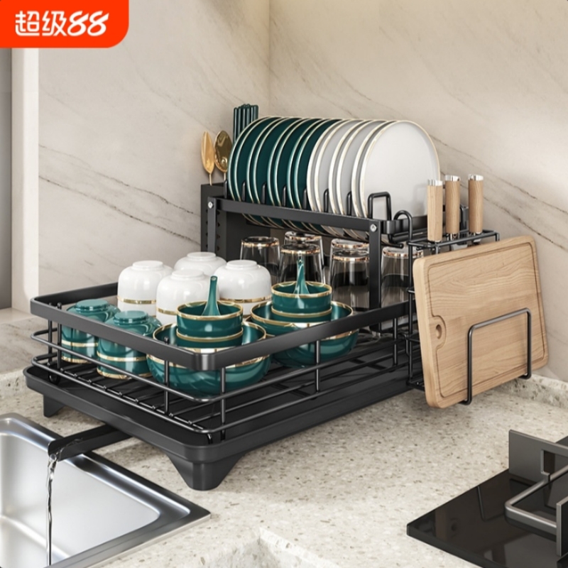 新款碗碟收纳架沥水碗架厨房置物架不锈钢碗盘碗筷放碗盘子沥水篮